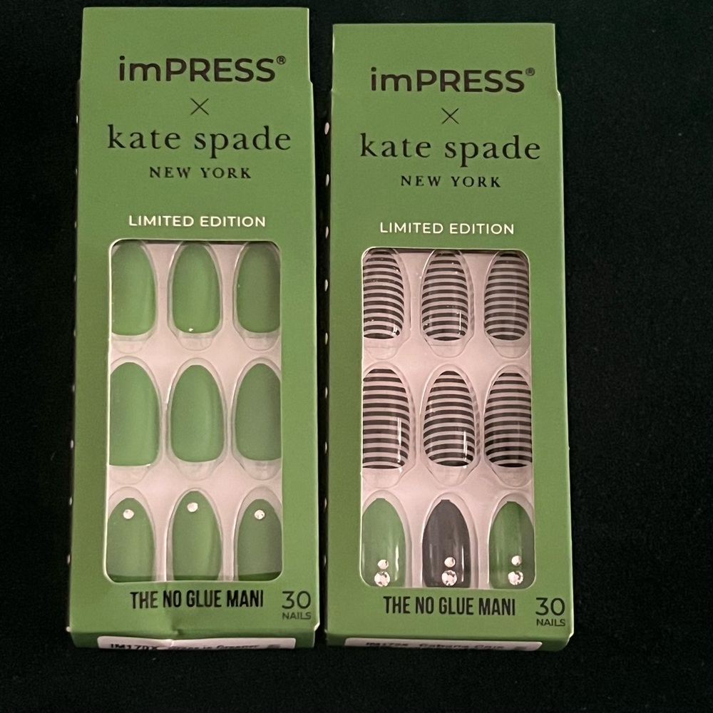 Kate Spade imPRESS Green and Striped Nail Set